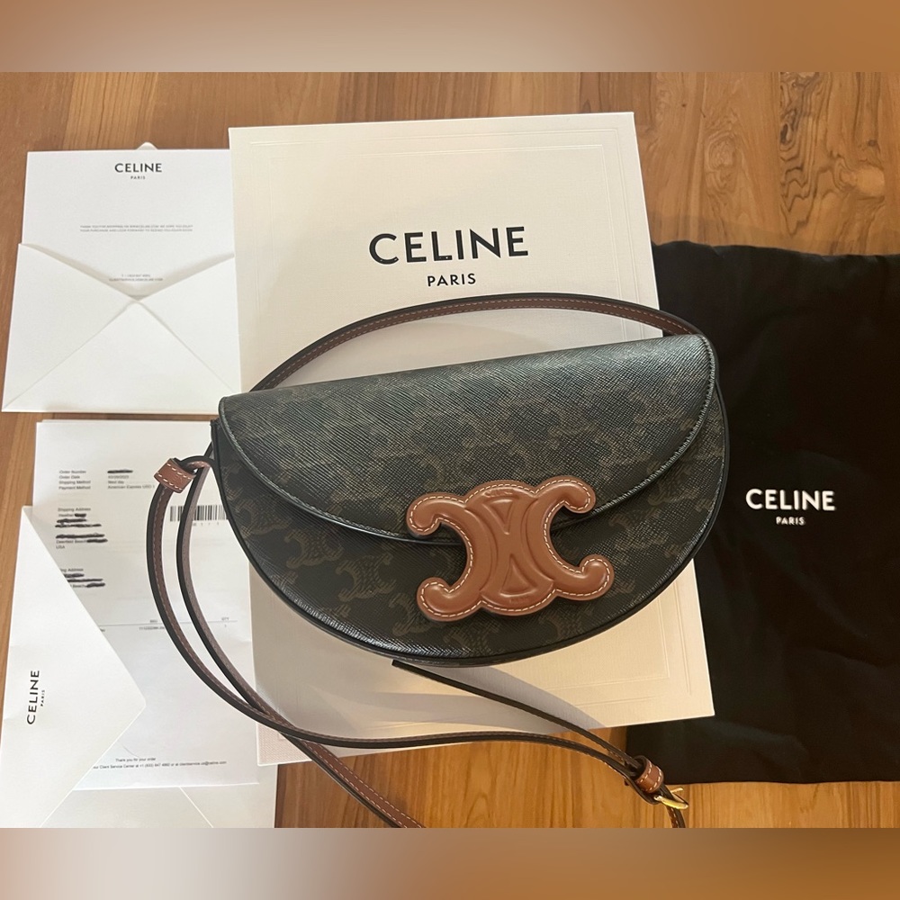Celine Besace Cuir Triomphe Crossbody Bag in Canvas & Calfskin